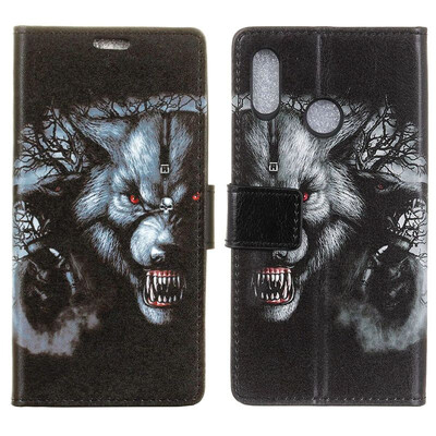 

MOONCASE BQ Aquaris C Painted Leather Case - Black Wolf