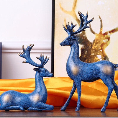 

2pcs Nordic gold couple deers home decorations furnishings living room wine cabinet creative crafts animal figurines wedding gift