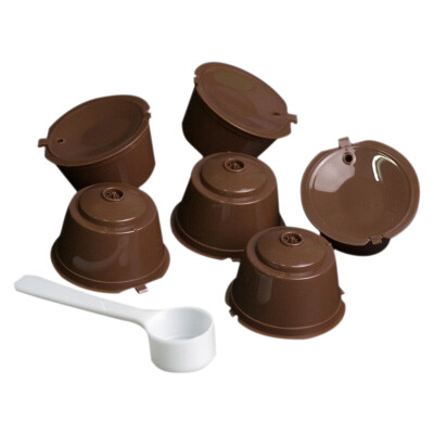 

UpperX 6 cupsset Coffee Plastic Capsule Refillable Capsule Reusable Compatible for Nescafe Dolce Gusto System