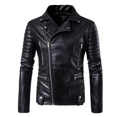 

AOWOFS new fashion mens locomotive large size leather jacket leather jacket -5XL B003