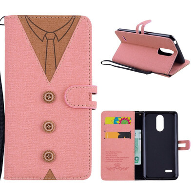 

MOONCASE LG K8 2017 stitching embossed mens leather case - powder