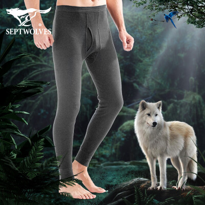 

Seven wolves Qiuyi Qiuku mens cotton thin section warm pants mens Qiuku single piece Slim warm pants 98753 light gray