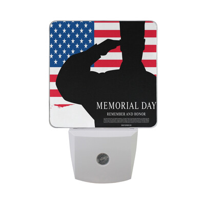 

ALAZA LED Night Light With Smart Dusk To Dawn SensorMemorial Day American Flag Plug In Night Light