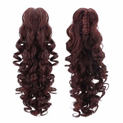 

18" Curly Synthetic Ponytail Wig Hair Extensions Claw On Hairpiece Long Deep Wave Clip In Ponytail Hair Extension Heat Resistant