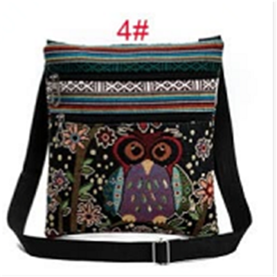 

Women Mini Crossbody Bag Owl Embroidery Jacquard Zipper Adjustable Strap Light Messenger Travel Outdoor Shoulder Bag