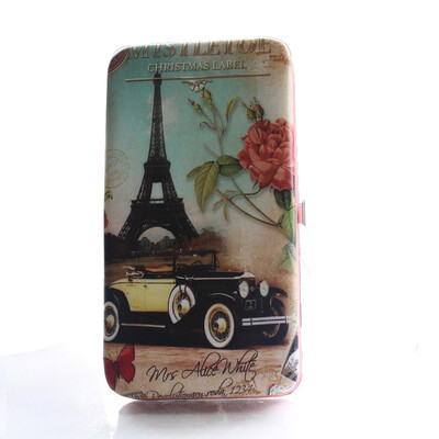 

Brand women PU leather purse female long bag of the Eiffel Tower cartoon printing women wallet fashion clutch bag