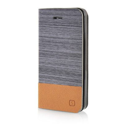 

MOONCASE Canvas Design Leather Side Flip Wallet Pouch Stand Shell Back Case Cover for Apple iPhone 5 / 5S Dark Brown