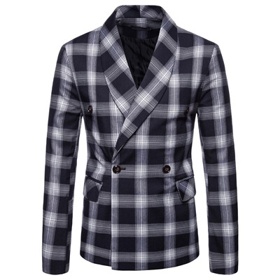 

AOWOFS new mens suit fashion dark plaid mens suit mens gentleman suit jacket 9636