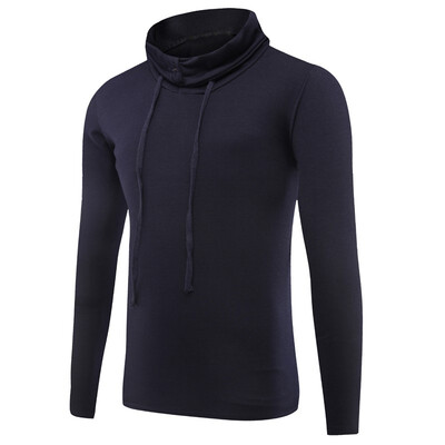 

Mens 3D Hollow Tops Long-sleeved High Collar Jackets Drawstring Slim Simple Pullover Sweatshirts
