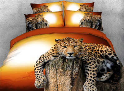 

3D Leopard Lying on the Tree Printed Cotton 4-Piece Bedding Sets