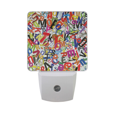 

ALAZA LED Night Light With Smart Dusk To Dawn SensorDigital Collage Words Plug In Night Light