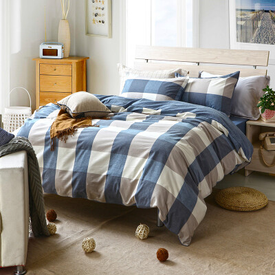 

Yalu free four-piece cotton bedding quality washable cotton kits 1.5 m bed for large gray blue 1.5 m bed bed