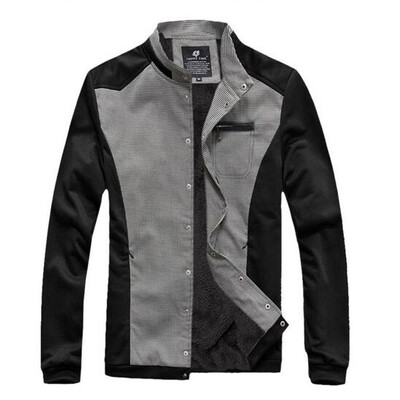 

Zogaa New Spring Mens Jacket Thick Lattice Color Matching Stand Collar