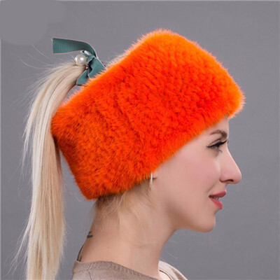 

New quality Winter New Mink Scarf Women Real Mink Fur Hat Knitted Mink Fur Headband Muffler Ring Russian Elastic Neckerchief