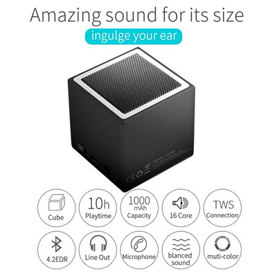 

5Watts Cube Wireless TWS Bluetooth SpeakerStereo Bluetooth Receiver Adaptor TWS-Connect a second speaker for stereo sound