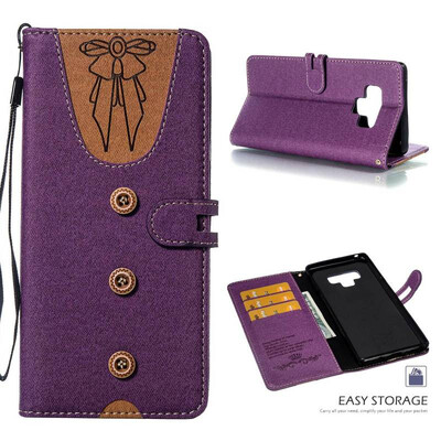 

MOONCASE Samsung Galaxy Note 9 stitching embossed womens leather case - purple