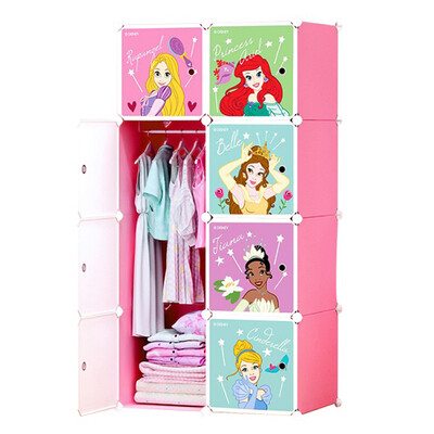 

Disney DISNEY Princess pretty woman storage cabinet simple wardrobe various optional 8 door 5 grid 1 hanging deep resin plastic wardrobe adult baby child combination locker