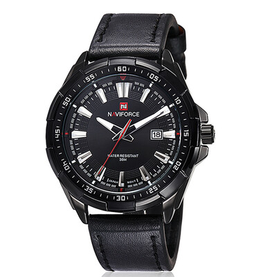 

naviforce 9056 роскошь мужчины военные часы авто дата montre homme спорта из кожи кварцевые часы relogio masculino