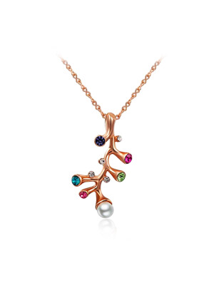 

ONICE 925 Sterling Silver Necklace with Coral Pendant accented with Cultured Pearl OX0273