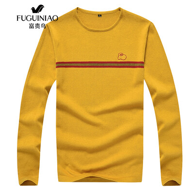 

FuGUINIAO sweater sweater mens fashion slim round neck long-sleeved sweater youth comfortable bottoming shirt male treasure blue