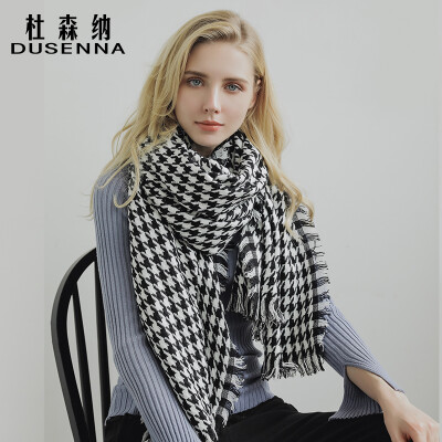 

DUSENNA scarf female winter thick long section air conditioning large shawl autumn warm Korean version of the wild houndstooth bird collar plaid scarf houndstooth