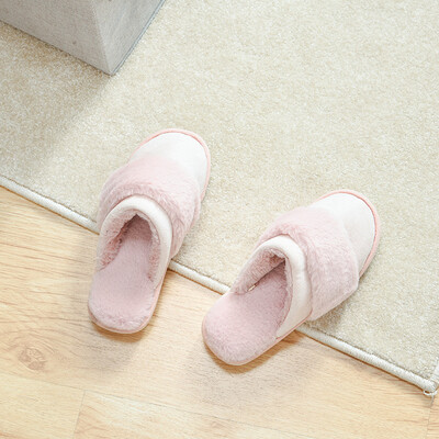 

Baicaoyuan couple autumn&winter cotton slippers thickening fur indoor slippers home warm cotton slippers female models pink 37-38