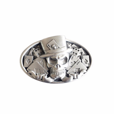 

New Original Vintage Skull Tattoo Poker Casino Oval Belt Buckle Gurtelschnalle Boucle de ceinture