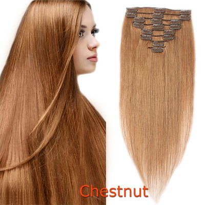 

100 Human Hair Real Thick Women Girls Long Straight Full Head Hair Extension Clip In Hair Extension