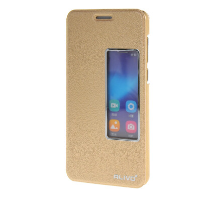 

MOONCASE Huawei Honor 6 Case Slim Window View Design Flip Leather Bracket Back Case Cover Gold