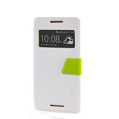 

MOONCASE View Window Leather Side Flip Pouch Ultra Slim Shell Back ЧЕХОЛ ДЛЯ HTC Desire 600 White