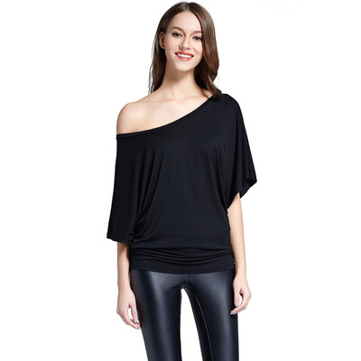 

POPBASIC Womens Comfy Dolman Sleeve Loose Boat Neck Tunic Top