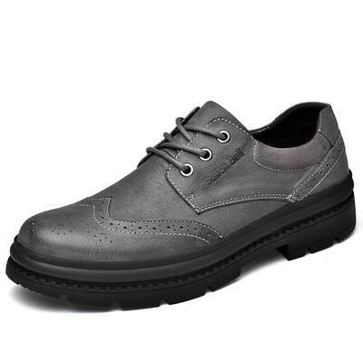

Mens Shoes Casual Leather Walking Shoes Fashion Breathable Shoes For Men Genuine Leather Lace Up Shoes Black Grey Size 38-44
