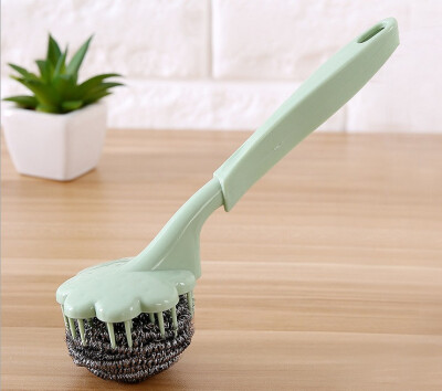 

Long handled steel ball scrubbing brush stainless steel clean ball steel ball handle brush clean ball brush