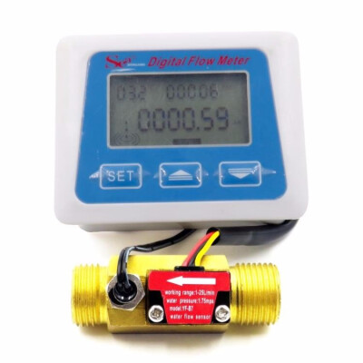 

Digital LCD display Water flow sensor meter flowmeter totameter Temperature time record With G12 flow sensor