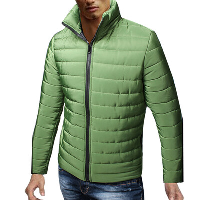 

Men Winter Duck Down Coat Parka Thick Cotton Padded Jacket Slim Stand Up Collar