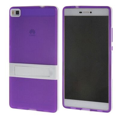 

MOONCASE Huawei P8 Case Jelly color Silicone Gel TPU Skin Slim With Stand Back Case Cover for Huawei Ascend P8 Purple