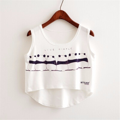

Women Crop Top Sleeveless Print Summer Casual Top Women Short t-shirt Vest Tank Tops
