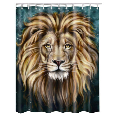 

UpperX Fabric Waterproof Bathroom Shower Curtain Panel Sheer Decor With Hooks Set Lion head