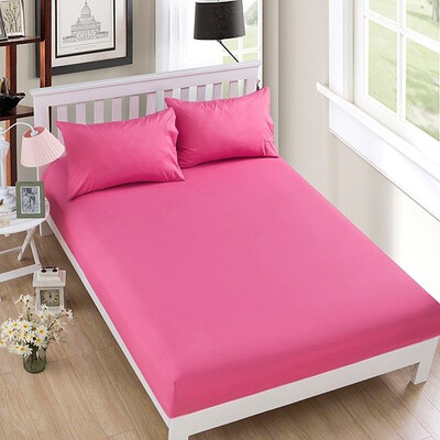 

1pcs 100 Polyester Solid Fitted Sheet Mattress Cover Four Corners With Elastic Band Bed Sheet