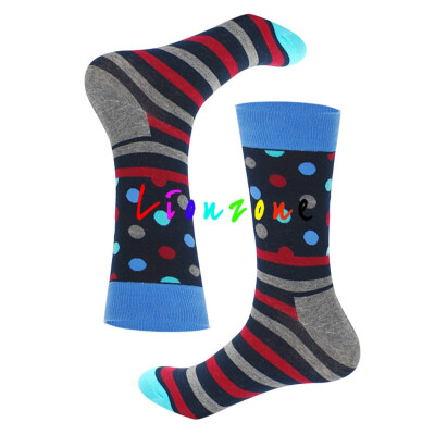 

LIONZONE Harajuku Unisex happy funny Socks Color Block Patchwork Striped Dot Print Crew high quality Cotton Casual Socks