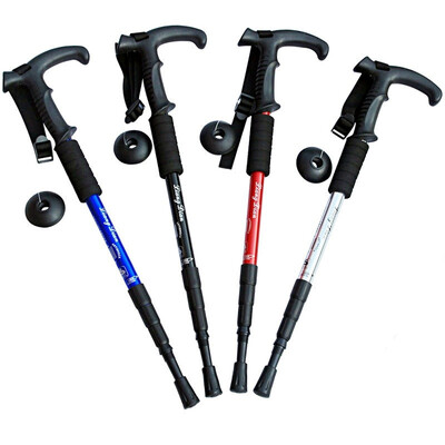 

Aluminum alloy four section shockproof T handle walking stick walking stick Camping outdoor products