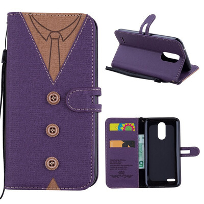 

MOONCASE LG K10 2017 stitching embossed mens leather case - purple