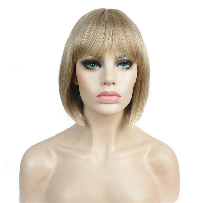 

StrongBeauty Short Bob Wig Point Part Bangs Full synthetic Wigs COLOUR CHOICES