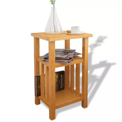 

End Table with Magazine Shelf Solid Oak 27x35x55 cm
