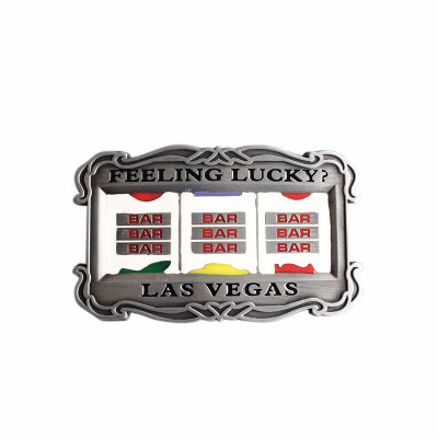 

New Vintage Enamel Las Vegas Slot Machine Lucky Belt Buckle