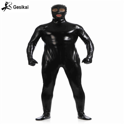 

Mens Metallic Open Eyes&Mouth Zentai Full Bodysuit Golden Mens Custom Made Tights Suit Fancy Cosplay Halloween Costumes