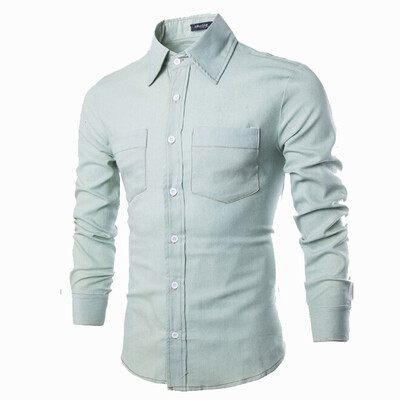 

Zogaa Mens Shirt Korean Pure Cotton Slim Long Sleeve