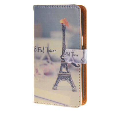 

MOONCASE Case for Samsung Galaxy J1 Case Eiffel Tower Pattern Leather Flip Wallet Holder with Kickstand Back Case Cover A05