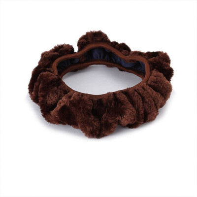 

Car Winter General Plush Steering Wheel Cover Soft Imitation Accessories Coffee