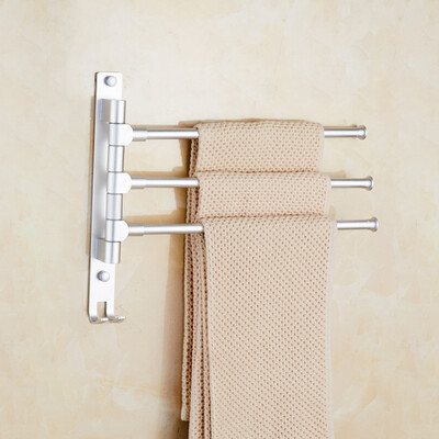 

Jiebi Shi free punching space aluminum rotating towel rack 3 rods with hook bathroom bathroom rack